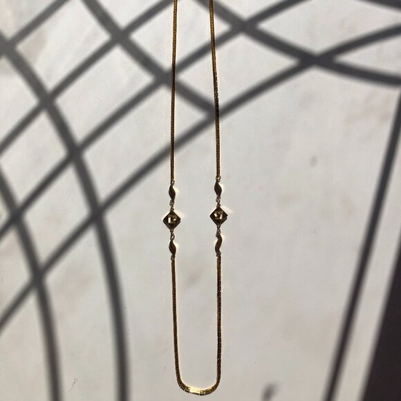 Vintage PIERRE CARDIN Logo Necklace 36" Gold Tone Square Link - Picture 2 of 6